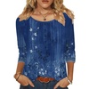 Zeagoo 3/4 Length Sleeve Womens Tops Round Neck Casual Summer Tunic Tops Basic Tees Blouses Dressy T-Shirts Pleated Shirts(Blue)