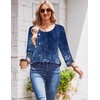 Zeagoo 3/4 Length Sleeve Womens Tops Round Neck Casual Summer Tunic Tops Basic Tees Blouses Dressy T-Shirts Pleated Shirts(Blue)