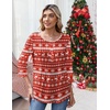 Zeagoo 3/4 Length Sleeve Womens Tops Round Neck Casual Summer Tunic Tops Basic Tees Blouses Dressy T-Shirts Pleated Shirts(Christmas Print)