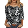 Zeagoo 3/4 Length Sleeve Womens Tops Round Neck Casual Summer Tunic Tops Basic Tees Blouses Dressy T-Shirts Pleated Shirts(Cx273)