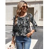 Zeagoo 3/4 Length Sleeve Womens Tops Round Neck Casual Summer Tunic Tops Basic Tees Blouses Dressy T-Shirts Pleated Shirts(Cx273)