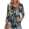 Zeagoo 3/4 Length Sleeve Womens Tops Round Neck Casual Summer Tunic Tops Basic Tees Blouses Dressy T-Shirts Pleated Shirts(Cx273)
