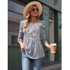 Zeagoo 3/4 Length Sleeve Womens Tops Round Neck Casual Summer Tunic Tops Basic Tees Blouses Dressy T-Shirts Pleated Shirts(Dh62)
