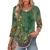 Zeagoo 3/4 Length Sleeve Womens Tops Round Neck Casual Summer Tunic Tops Basic Tees Blouses Dressy T-Shirts Pleated Shirts(Green-yellow)