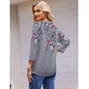 Zeagoo 3/4 Length Sleeve Womens Tops Round Neck Casual Summer Tunic Tops Basic Tees Blouses Dressy T-Shirts Pleated Shirts(Grey)