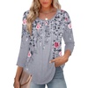Zeagoo 3/4 Length Sleeve Womens Tops Round Neck Casual Summer Tunic Tops Basic Tees Blouses Dressy T-Shirts Pleated Shirts(Grey)
