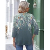 Zeagoo 3/4 Length Sleeve Womens Tops Round Neck Casual Summer Tunic Tops Basic Tees Blouses Dressy T-Shirts Pleated Shirts(Grey Floral)