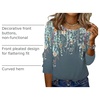 Zeagoo 3/4 Length Sleeve Womens Tops Round Neck Casual Summer Tunic Tops Basic Tees Blouses Dressy T-Shirts Pleated Shirts(Grey Floral)