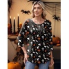 Zeagoo 3/4 Length Sleeve Womens Tops Round Neck Casual Summer Tunic Tops Basic Tees Blouses Dressy T-Shirts Pleated Shirts(Halloween Print 01)