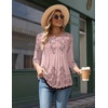 Zeagoo 3/4 Length Sleeve Womens Tops Round Neck Casual Summer Tunic Tops Basic Tees Blouses Dressy T-Shirts Pleated Shirts(Hot Pink)