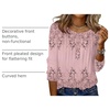 Zeagoo 3/4 Length Sleeve Womens Tops Round Neck Casual Summer Tunic Tops Basic Tees Blouses Dressy T-Shirts Pleated Shirts(Hot Pink)