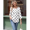 Zeagoo 3/4 Length Sleeve Womens Tops Round Neck Casual Summer Tunic Tops Basic Tees Blouses Dressy T-Shirts Pleated Shirts(Jh592)