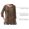 Zeagoo 3/4 Length Sleeve Womens Tops Round Neck Casual Summer Tunic Tops Basic Tees Blouses Dressy T-Shirts Pleated Shirts(Leopard Print)