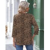 Zeagoo 3/4 Length Sleeve Womens Tops Round Neck Casual Summer Tunic Tops Basic Tees Blouses Dressy T-Shirts Pleated Shirts(Leopard Print)