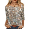 Zeagoo 3/4 Length Sleeve Womens Tops Round Neck Casual Summer Tunic Tops Basic Tees Blouses Dressy T-Shirts Pleated Shirts(Mz453)