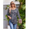 Zeagoo 3/4 Length Sleeve Womens Tops Round Neck Casual Summer Tunic Tops Basic Tees Blouses Dressy T-Shirts Pleated Shirts(Mz473)