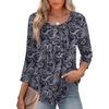 Zeagoo 3/4 Length Sleeve Womens Tops Round Neck Casual Summer Tunic Tops Basic Tees Blouses Dressy T-Shirts Pleated Shirts(Mz473)
