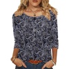 Zeagoo 3/4 Length Sleeve Womens Tops Round Neck Casual Summer Tunic Tops Basic Tees Blouses Dressy T-Shirts Pleated Shirts(Mz473)
