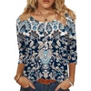 Zeagoo 3/4 Length Sleeve Womens Tops Round Neck Casual Summer Tunic Tops Basic Tees Blouses Dressy T-Shirts Pleated Shirts(Mz873)