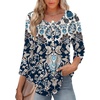 Zeagoo 3/4 Length Sleeve Womens Tops Round Neck Casual Summer Tunic Tops Basic Tees Blouses Dressy T-Shirts Pleated Shirts(Mz873)