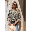 Zeagoo 3/4 Length Sleeve Womens Tops Round Neck Casual Summer Tunic Tops Basic Tees Blouses Dressy T-Shirts Pleated Shirts(Off-white)
