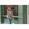 Zeagoo 3/4 Length Sleeve Womens Tops Round Neck Casual Summer Tunic Tops Basic Tees Blouses Dressy T-Shirts Pleated Shirts(Off-white)