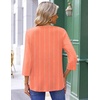 Zeagoo 3/4 Length Sleeve Womens Tops Round Neck Casual Summer Tunic Tops Basic Tees Blouses Dressy T-Shirts Pleated Shirts(Pink)