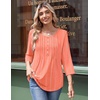 Zeagoo 3/4 Length Sleeve Womens Tops Round Neck Casual Summer Tunic Tops Basic Tees Blouses Dressy T-Shirts Pleated Shirts(Pink)