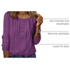 Zeagoo 3/4 Length Sleeve Womens Tops Round Neck Casual Summer Tunic Tops Basic Tees Blouses Dressy T-Shirts Pleated Shirts(Purple)