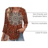 Zeagoo 3/4 Length Sleeve Womens Tops Round Neck Casual Summer Tunic Tops Basic Tees Blouses Dressy T-Shirts Pleated Shirts(Red)