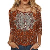 Zeagoo 3/4 Length Sleeve Womens Tops Round Neck Casual Summer Tunic Tops Basic Tees Blouses Dressy T-Shirts Pleated Shirts(Red)
