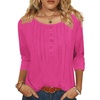 Zeagoo 3/4 Length Sleeve Womens Tops Round Neck Casual Summer Tunic Tops Basic Tees Blouses Dressy T-Shirts Pleated Shirts(Rose)