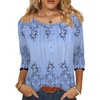 Zeagoo 3/4 Length Sleeve Womens Tops Round Neck Casual Summer Tunic Tops Basic Tees Blouses Dressy T-Shirts Pleated Shirts(Sf166)