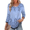 Zeagoo 3/4 Length Sleeve Womens Tops Round Neck Casual Summer Tunic Tops Basic Tees Blouses Dressy T-Shirts Pleated Shirts(Sf166)