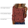 Zeagoo 3/4 Length Sleeve Womens Tops Round Neck Casual Summer Tunic Tops Basic Tees Blouses Dressy T-Shirts Pleated Shirts(Sf290)