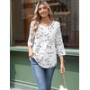 Zeagoo 3/4 Length Sleeve Womens Tops Round Neck Casual Summer Tunic Tops Basic Tees Blouses Dressy T-Shirts Pleated Shirts(Sp113)