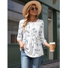 Zeagoo 3/4 Length Sleeve Womens Tops Round Neck Casual Summer Tunic Tops Basic Tees Blouses Dressy T-Shirts Pleated Shirts(Sp113)