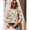 Zeagoo 3/4 Length Sleeve Womens Tops Round Neck Casual Summer Tunic Tops Basic Tees Blouses Dressy T-Shirts Pleated Shirts(Sp31)