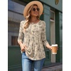 Zeagoo 3/4 Length Sleeve Womens Tops Round Neck Casual Summer Tunic Tops Basic Tees Blouses Dressy T-Shirts Pleated Shirts(Sp31)