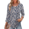 Zeagoo 3/4 Length Sleeve Womens Tops Round Neck Casual Summer Tunic Tops Basic Tees Blouses Dressy T-Shirts Pleated Shirts(Sp64)