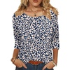 Zeagoo 3/4 Length Sleeve Womens Tops Round Neck Casual Summer Tunic Tops Basic Tees Blouses Dressy T-Shirts Pleated Shirts(Sp64)