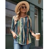 Zeagoo 3/4 Length Sleeve Womens Tops Round Neck Casual Summer Tunic Tops Basic Tees Blouses Dressy T-Shirts Pleated Shirts(Tie Dye)