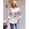 Zeagoo 3/4 Length Sleeve Womens Tops Round Neck Casual Summer Tunic Tops Basic Tees Blouses Dressy T-Shirts Pleated Shirts(White)