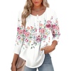 Zeagoo 3/4 Length Sleeve Womens Tops Round Neck Casual Summer Tunic Tops Basic Tees Blouses Dressy T-Shirts Pleated Shirts(White)