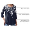Zeagoo 3/4 Length Sleeve Womens Tops Round Neck Casual Summer Tunic Tops Basic Tees Blouses Dressy T-Shirts Pleated Shirts(White Flower_sf103)