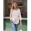 Zeagoo 3/4 Length Sleeve Womens Tops Round Neck Casual Summer Tunic Tops Basic Tees Blouses Dressy T-Shirts Pleated Shirts(White Pink)