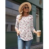 Zeagoo 3/4 Length Sleeve Womens Tops Round Neck Casual Summer Tunic Tops Basic Tees Blouses Dressy T-Shirts Pleated Shirts(White Pink)