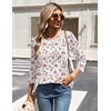 Zeagoo 3/4 Length Sleeve Womens Tops Round Neck Casual Summer Tunic Tops Basic Tees Blouses Dressy T-Shirts Pleated Shirts(White Pink)