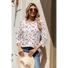 Zeagoo 3/4 Length Sleeve Womens Tops Round Neck Casual Summer Tunic Tops Basic Tees Blouses Dressy T-Shirts Pleated Shirts(White Pink)