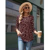 Zeagoo 3/4 Length Sleeve Womens Tops Round Neck Casual Summer Tunic Tops Basic Tees Blouses Dressy T-Shirts Pleated Shirts(Wine Red)